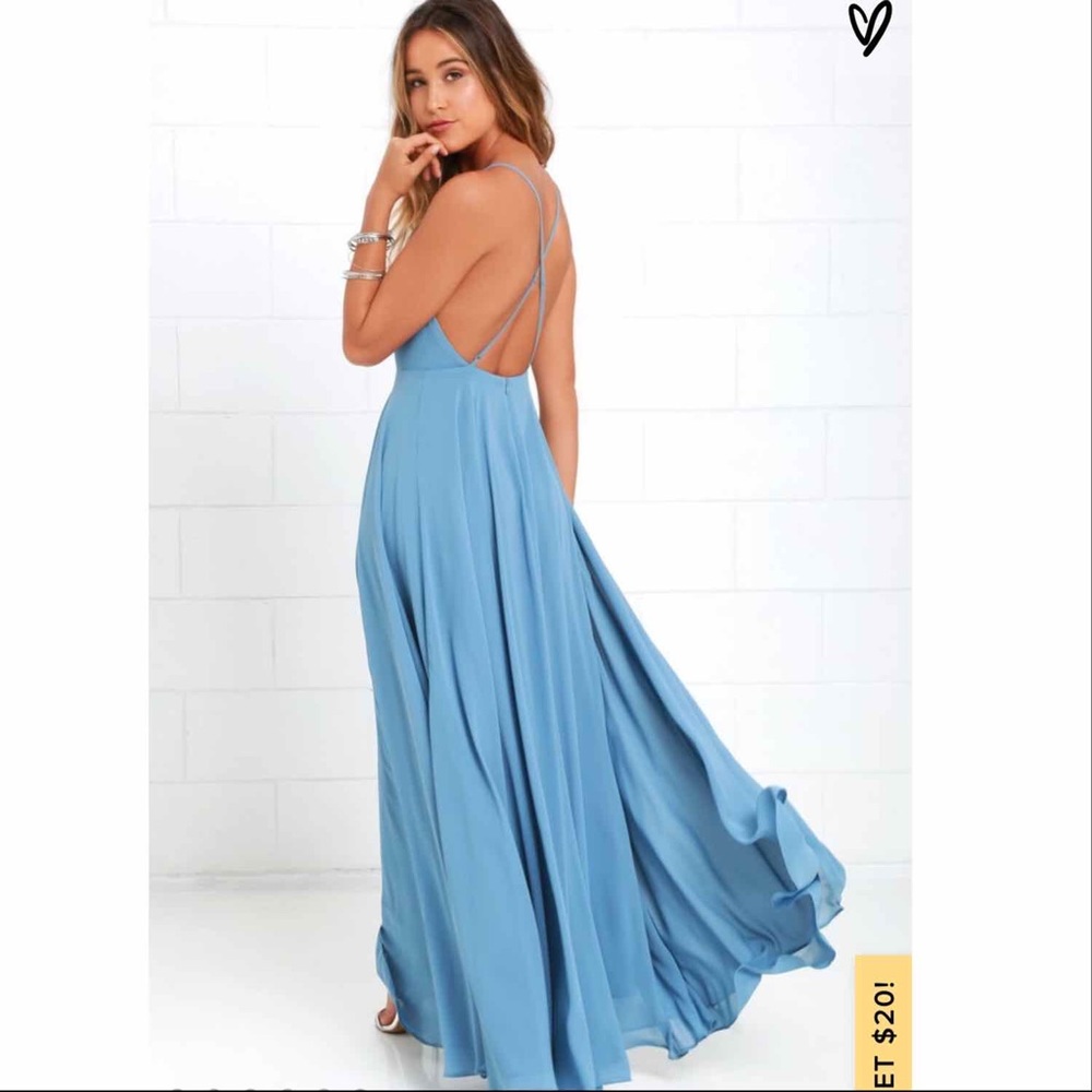 Lulus Mythical Kind of Love Slate Blue Maxi Dress